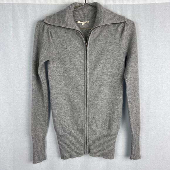 LA Made Sweater Full Zip Cardigan Cashmere Gray Quiet Luxury Capsule Minimalist - Picture 1 of 5